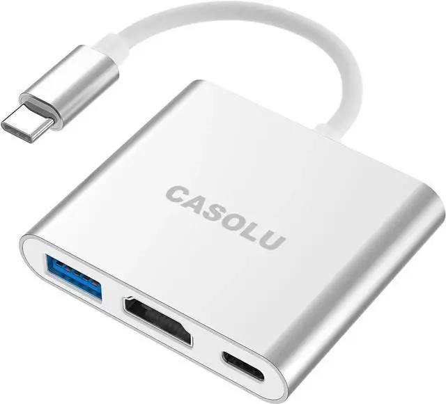 Main image of JAENFONG USB-C to HDMI Adapter 4K USB Hub with 100W PD Charging USB-A 3.0 Port Multiport Adapter for MacBook Chromebook iPad Surface TV Monitor and More