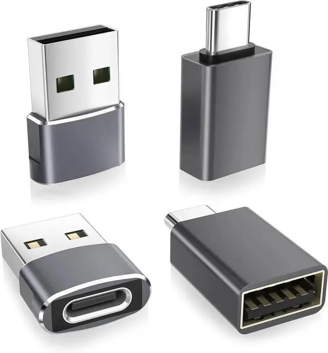 Main image of JAENFONG USB to USB C Adapter with C Male to 3.0 Female Charger 4Pack Thunderbolt 4 OTG Converter for MacBook iPhone 16 16e 15 14 13 Plus Pro Max Galaxy AI S25 S24 23 Ultra iPad Air AirPods