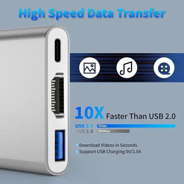 Alt view image 4 of 7 - JAENFONG USB C to HDMI Adapter 4K HDMI to USB-C Adapter with 100W PD and USBA 3.0 Port USBC Hub Multiport Adapter Compatible with MacBook Pro/Air iPad Pro/Air XPS iPhone 15 Pro/Max Android and More