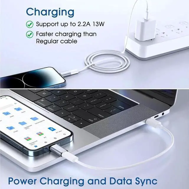 Alt view image 4 of 7 - JAENFONG Female USB C to Male Lightning Adapter 2 Pack 2.2A Charging Data Transfer Compatible with iPhone 14 13 12 11 Xs iPad iPod AirPods Not for Audio Headphones/OTG Firewire Anti-Lost Grey