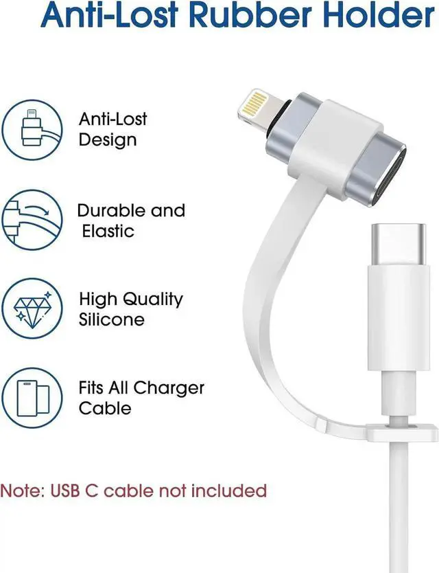 Alt view image 6 of 7 - JAENFONG Female USB C to Male Lightning Adapter 2 Pack 2.2A Charging Data Transfer Compatible with iPhone 14 13 12 11 Xs iPad iPod AirPods Not for Audio Headphones/OTG Firewire Anti-Lost Grey