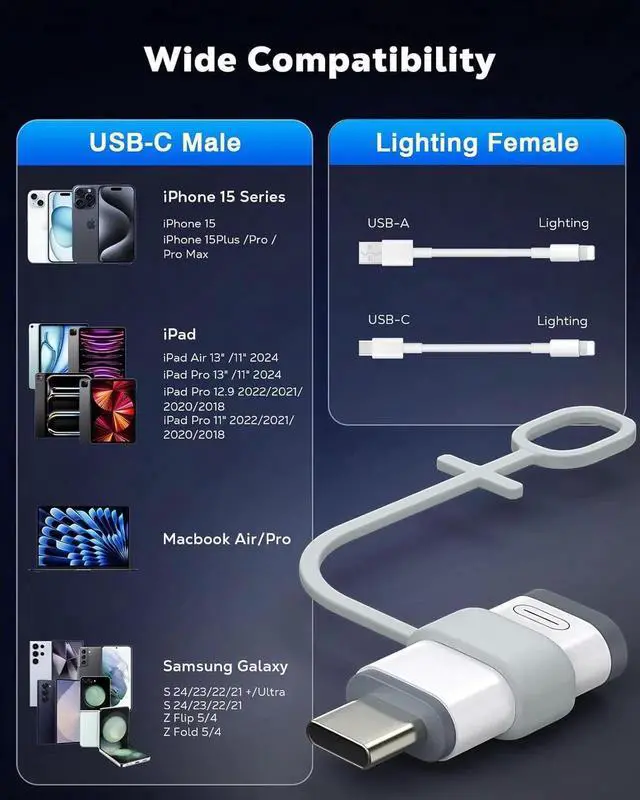 Alt view image 6 of 7 - JAENFONG Lightning to USB C Adapter 4Pack NOT for Earphones/Microphone/Flash Drive/ Pencil USB-C to Lightning Adapter for iPhone 15/16 Pro/Pro Max/Plus Galaxy S24 iPad ONLY for Charging/Data Sync