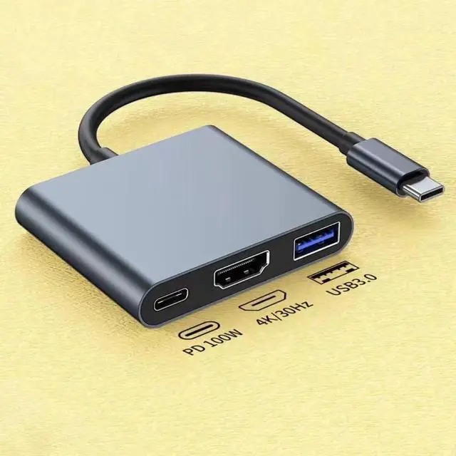 Alt view image 6 of 6 - JAENFONG USB C to HDMI USB C USB3.0 Adapter Triple Display Adapter USB C Adapter USB C Hub with HDMI USB C USB3.0 Docking Station 4K @60hz for Laptops HP Surface Thinkpad Chromebook