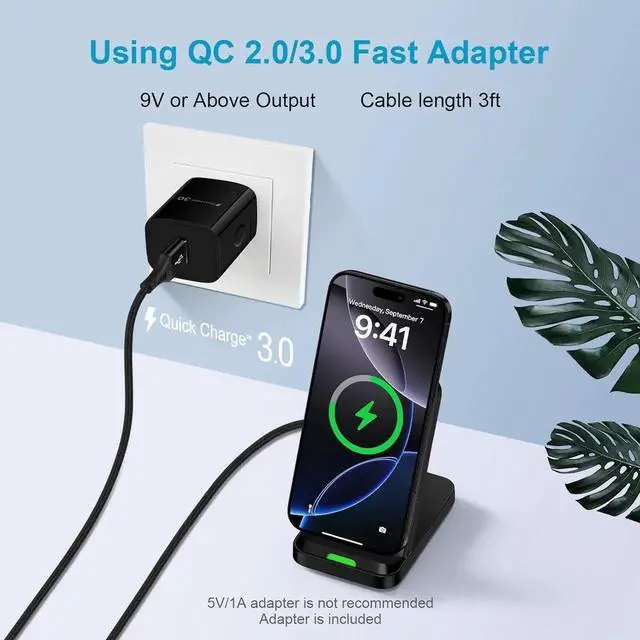 Alt view image 6 of 7 - 15W S25 Wireless Charger Fast Charging Stand for Galaxy S25 Ultra/S25 Plus/S24 Ultra/Z Flip7/Fold7 Android Wireless Charging Station with QC Adapter for Pixel 9/9 Pro XL/Fold/8/7 Pro iPhone 16