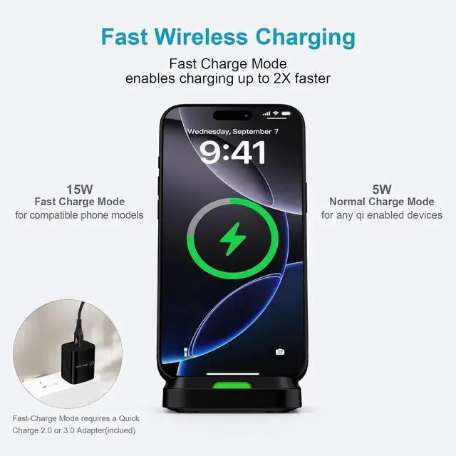 Alt view image 5 of 7 - 15W S25 Wireless Charger Fast Charging Stand for Galaxy S25 Ultra/S25 Plus/S24 Ultra/Z Flip7/Fold7 Android Wireless Charging Station with QC Adapter for Pixel 9/9 Pro XL/Fold/8/7 Pro iPhone 16
