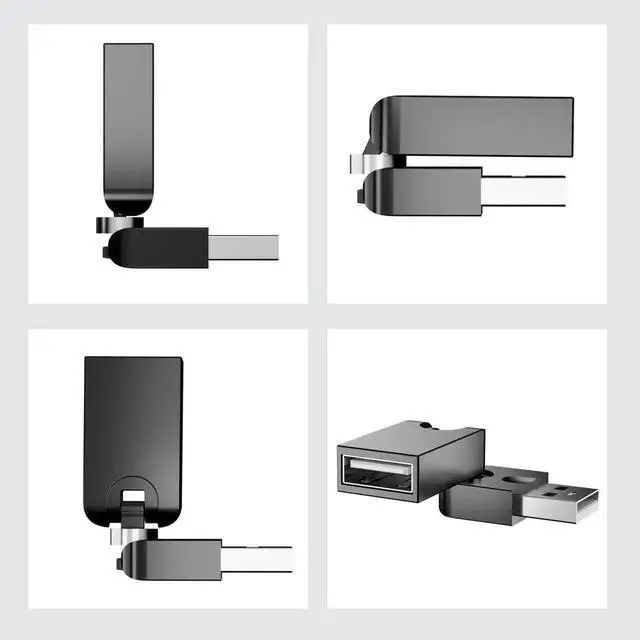 Alt view image 6 of 7 - JAENFONG Swivel USB 2.0 Adapter 2 Pack Rotatable USB 2.0 Type A Male to Type A Female 360 Degree Rotation Adjustable Right Angle Extension Adapter Convertor (Black AM-FM)