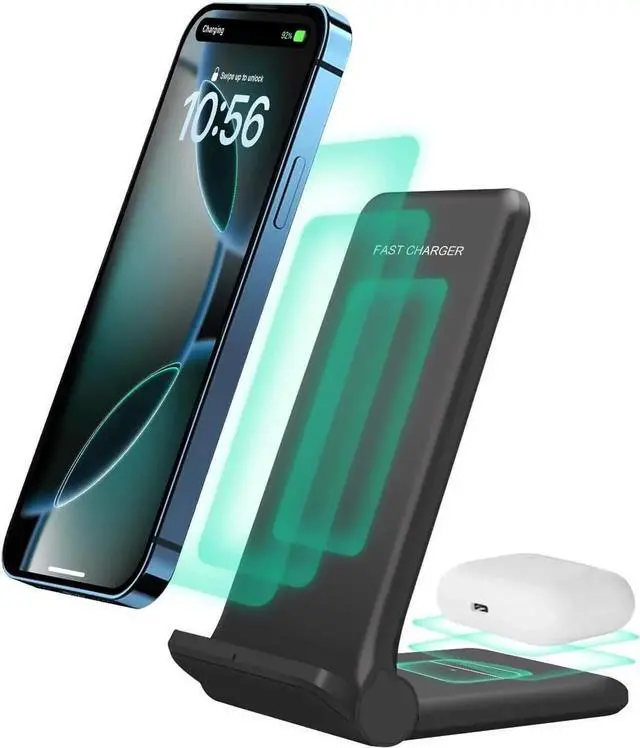Main image of 2 in 1 Wireless Charger Foldable 20W Fast Wireless Charging Stand Compatible with iPhone 16/16 Pro/15/14/13/12/X/AirPods Dual Phone Induction Charge Station for Pixel Xperia LG(No Plug)