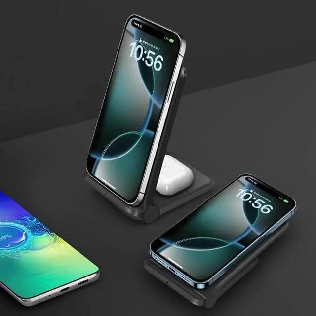 Alt view image 6 of 7 - 2 in 1 Wireless Charger Foldable 20W Fast Wireless Charging Stand Compatible with iPhone 16/16 Pro/15/14/13/12/X/AirPods Dual Phone Induction Charge Station for Pixel Xperia LG(No Plug)