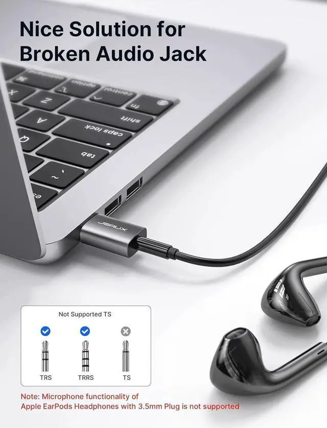 Alt view image 3 of 7 - JAENFONG 2 Pack USB to 3.5mm Jack Audio Adapter JSAUX USB to Audio Aux Adapter External Stereo Sound Card TRRS Female Headset for PS4 PS5 Headphone Mac Linux Laptop Desktops Docking Station