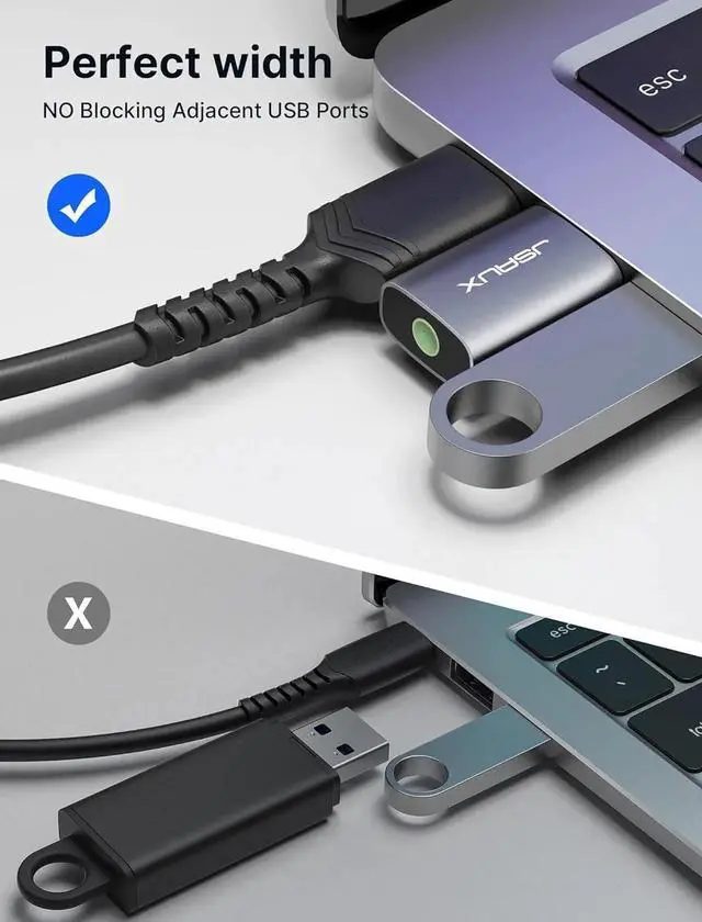 Alt view image 7 of 7 - JAENFONG 2 Pack USB to 3.5mm Jack Audio Adapter JSAUX USB to Audio Aux Adapter External Stereo Sound Card TRRS Female Headset for PS4 PS5 Headphone Mac Linux Laptop Desktops Docking Station