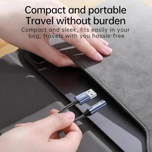 Alt view image 5 of 6 - JAENFONG USB to 3.5mm Jack Audio Adapter External Stereo Sound Card USB-A to Audio Jack Adapter with Auxiliary Stereo Converter Compatible with Desktop Laptop Mac Linux and More!