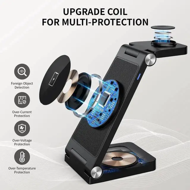 Alt view image 7 of 7 - 2025 Traveling Wireless Mag-Safe Fast Charging Station Magnetic 3 in 1 Charger with Light for iPhone 16 15 14 13 12 Pro Max Plus Watch Series & Air pods 4 3 2 Pro-Gifts for Wife & Husband