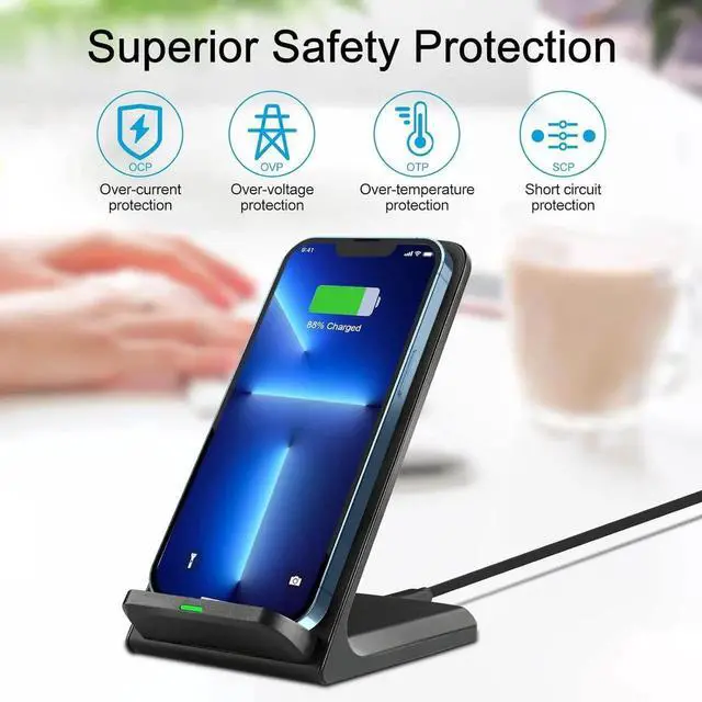 Alt view image 3 of 7 - Wireless Charger for Galaxy S24+ | S24 Ultra | S23 | S22 | S21 | S20 FE | S10 | S10e | S9 Plus | S8 | Note 20 | 10 | 9 | 8 | Z Flip Fold 5 4 3 Qi-Certified 10w Fast Charging Stand