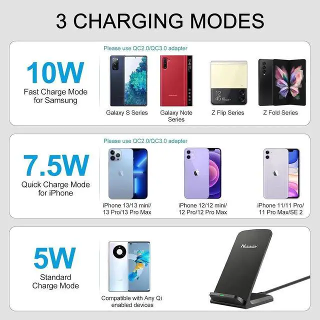 Alt view image 4 of 7 - Wireless Charger for Galaxy S24+ | S24 Ultra | S23 | S22 | S21 | S20 FE | S10 | S10e | S9 Plus | S8 | Note 20 | 10 | 9 | 8 | Z Flip Fold 5 4 3 Qi-Certified 10w Fast Charging Stand