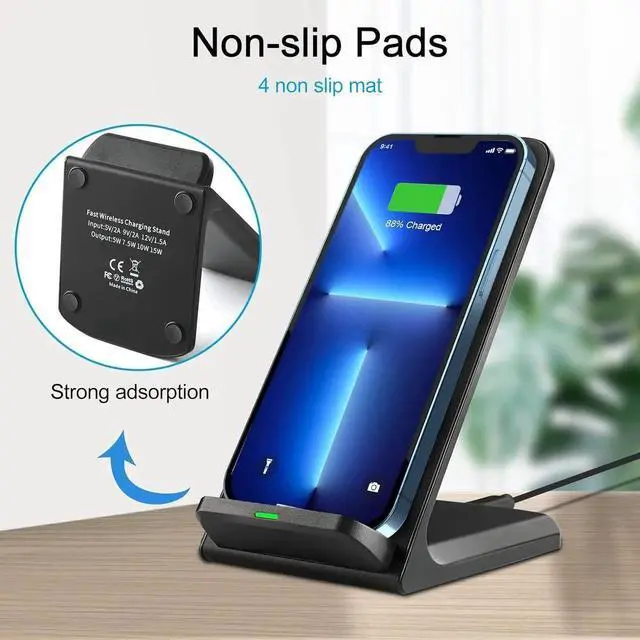 Alt view image 2 of 7 - Wireless Charger for Galaxy S24+ | S24 Ultra | S23 | S22 | S21 | S20 FE | S10 | S10e | S9 Plus | S8 | Note 20 | 10 | 9 | 8 | Z Flip Fold 5 4 3 Qi-Certified 10w Fast Charging Stand
