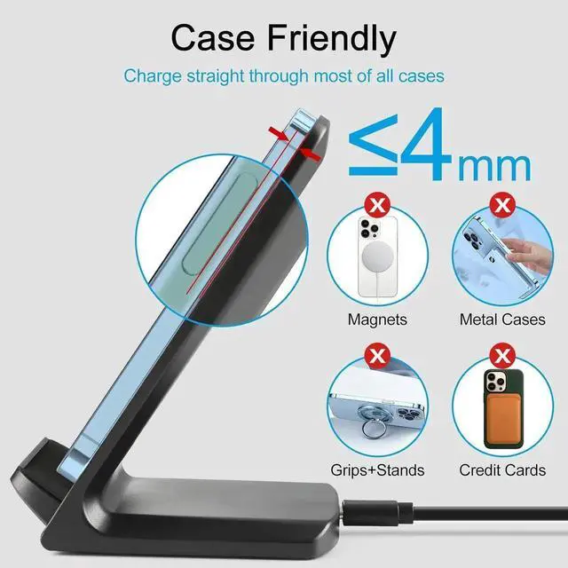 Alt view image 5 of 7 - Wireless Charger for Galaxy S24+ | S24 Ultra | S23 | S22 | S21 | S20 FE | S10 | S10e | S9 Plus | S8 | Note 20 | 10 | 9 | 8 | Z Flip Fold 5 4 3 Qi-Certified 10w Fast Charging Stand