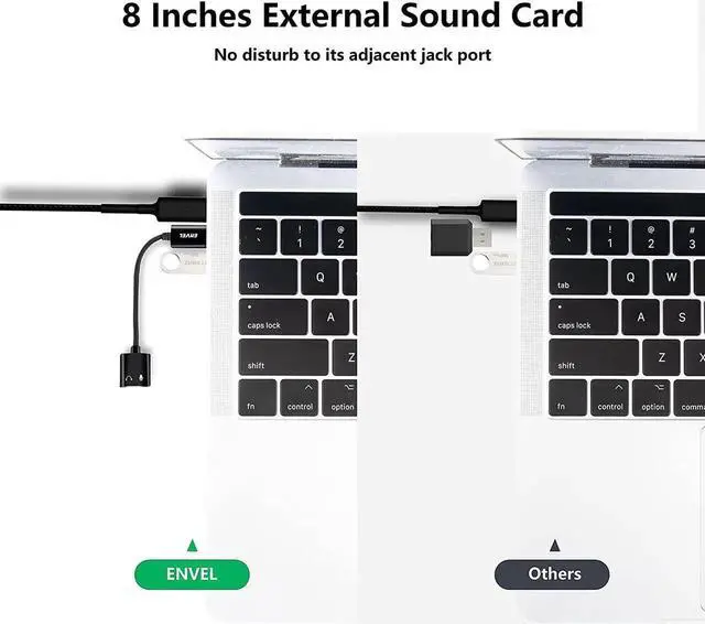 Alt view image 4 of 7 - USB to 3.5mm Audio Adapter External Stereo Sound Card with Dual TRS 3-Pole 3.5mm Headphone and Microphone Jack for PS4/PS5/PC/Laptop Built-in Chip Mic-Supported Headphone Adapter (Black Pro)