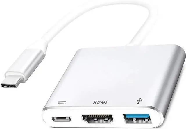 Main image of JAENFONG USB C to HDMI Adapter USB-C Digital AV Multiport Adapter with 4K HDMI Video to TV/Mini Projector USB 3.0 PD Charging Converter Hub Compatible with iPhone 16 15 MacBook Pro iPad