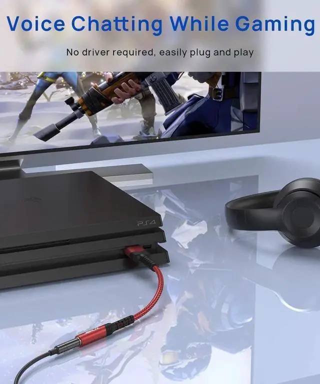 Alt view image 7 of 7 - JAENFONG USB to 3.5mm Jack Audio AdapterUSB to Audio Jack Adapter Headset TRRS 4-Pole Female External Stereo Sound Card for Headphone Mac PS4 PC Laptop Desktops and More -Grey/0.6FT