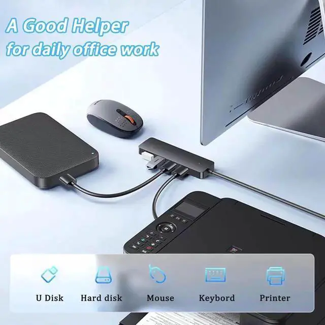 Alt view image 7 of 7 - JAENFONG USB 3.0 Hub VIENON 4-Port USB Hub USB Splitter USB Expander for Laptop Xbox Flash Drive HDD Console Printer Camera Keyborad Mouse(Not for Charging)
