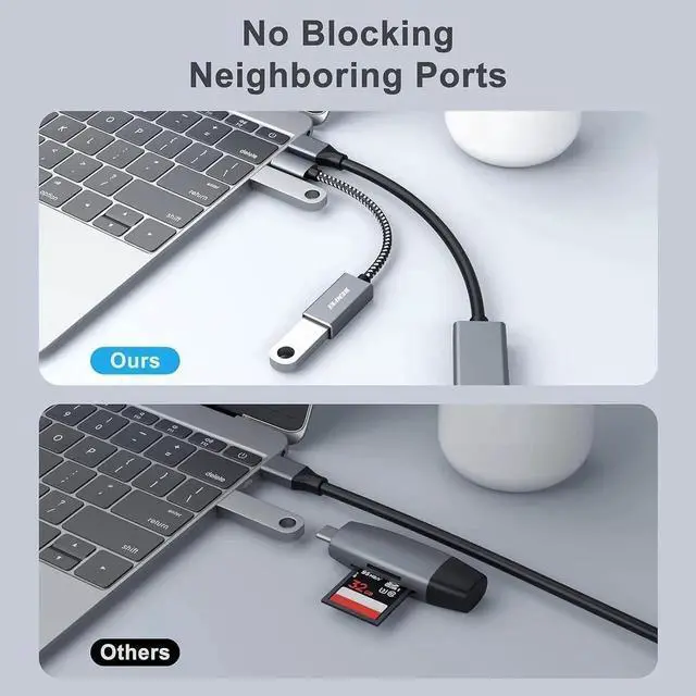 Alt view image 7 of 7 - JAENFONG USB C to USB 3.0 Adapter 2 Pack USB C to A Male to Female Adapter Compatible with iPhone 15 Pro/Max MacBook Pro/Air 2023 iMac S23 XPS 17