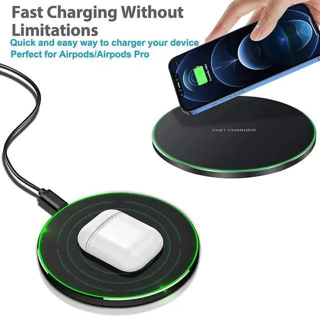 Alt view image 2 of 7 - Wireless Charger for Galaxy S24/S24+S23/S23+/S22/S22+/S21/S20/S20+/S10/S9+/S9/S8/S8+/S7/Note10/Note9/Note8 15W Wireless Charging Pad with USB-C for & iPhone Black(No AC Adapter)