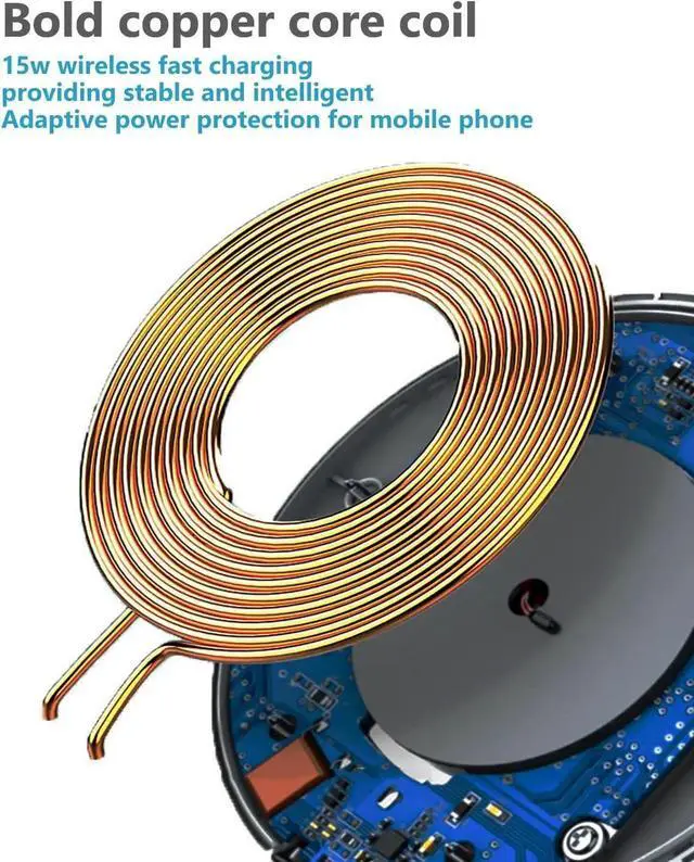 Alt view image 3 of 7 - Wireless Charger for Galaxy S24/S24+S23/S23+/S22/S22+/S21/S20/S20+/S10/S9+/S9/S8/S8+/S7/Note10/Note9/Note8 15W Wireless Charging Pad with USB-C for & iPhone Black(No AC Adapter)