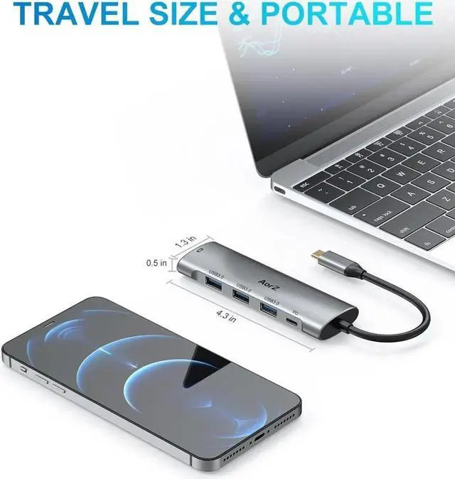 Alt view image 4 of 7 - JAENFONG USB C Hub USB C Hub Multiport Adapter 4K@60Hz AorZ 5 in 1 USBC to Hdmi Adapter with 1 * 4K HDMI Output 3*USB 3.0 Ports 1*PD Adapter for MacBook Steam Deck and Most Type C Devices