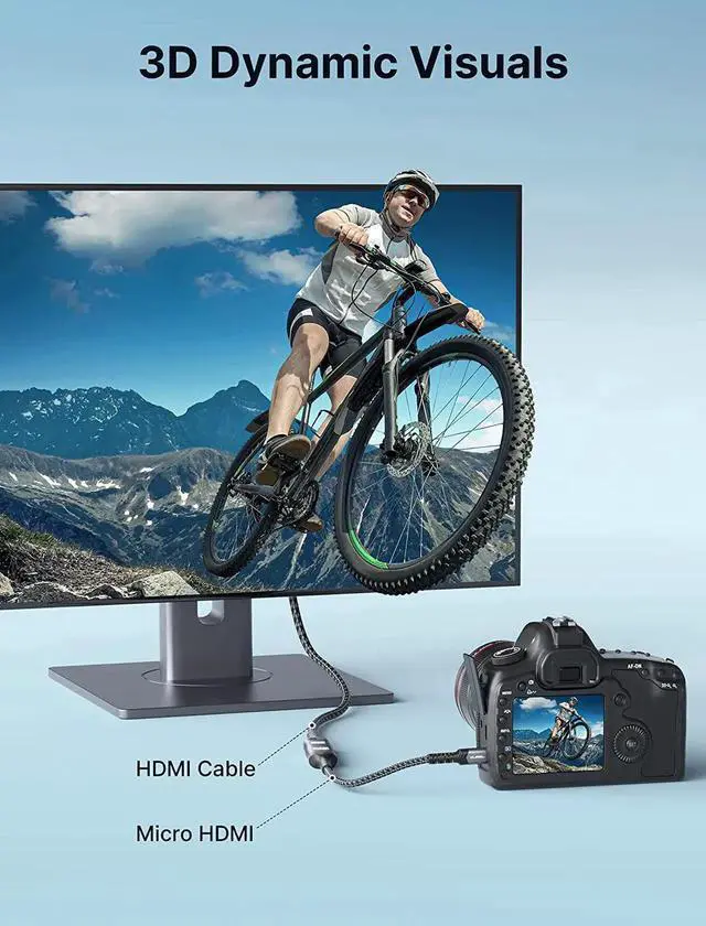 Alt view image 4 of 7 - JAENFONG Micro HDMI to HDMI Adapter 4K@60Hz HDR 3D Dolby 18Gbps Compatible with Raspberry Pi 5/Pi 4/Go Pro Hero/Nikon/Canon/ and Other Camera-Gray