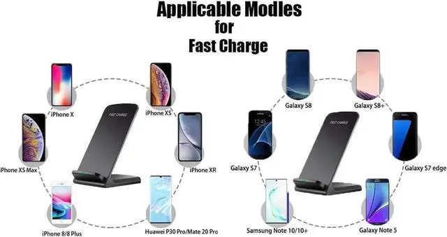 Alt view image 7 of 7 - Fast Wireless Charger Stand for Galaxy S25 S24 S23 S22 Ultra/S21/Note 20/S20/S10+/S10e/S9/ S8+/S7 Edge Note 9/8 Qi Charging Dock for iPhone 16 15 14 13 12 11 Pro Max Mini Xs Xr 8 Plus SE