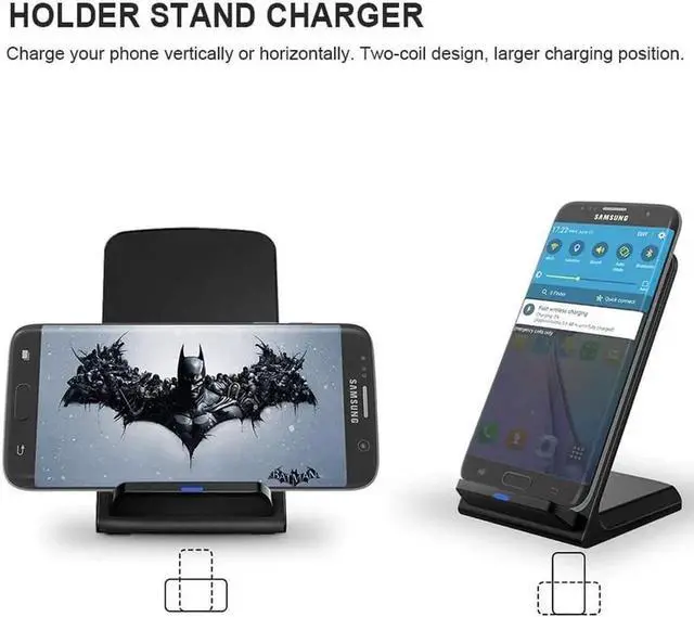 Alt view image 6 of 7 - Fast Wireless Charger Stand for Galaxy S25 S24 S23 S22 Ultra/S21/Note 20/S20/S10+/S10e/S9/ S8+/S7 Edge Note 9/8 Qi Charging Dock for iPhone 16 15 14 13 12 11 Pro Max Mini Xs Xr 8 Plus SE