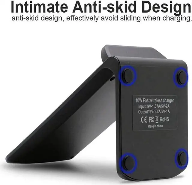 Alt view image 4 of 7 - Fast Wireless Charger Stand for Galaxy S25 S24 S23 S22 Ultra/S21/Note 20/S20/S10+/S10e/S9/ S8+/S7 Edge Note 9/8 Qi Charging Dock for iPhone 16 15 14 13 12 11 Pro Max Mini Xs Xr 8 Plus SE