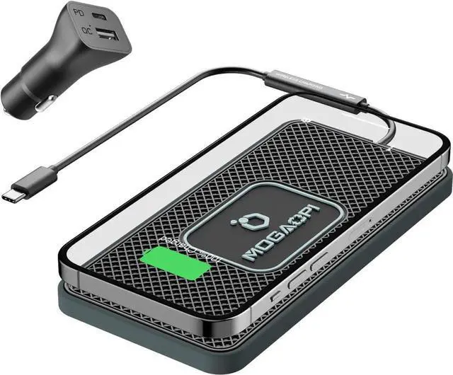 Alt view image 6 of 6 - Wireless Charging Pad for Car 15W Type C Wireless Charger Car PD20W Fast Car Charger Compatible with iPhone 16 Pro Max/15 Plus/14/13/12 S23/S22/21 (30 cm Cable)