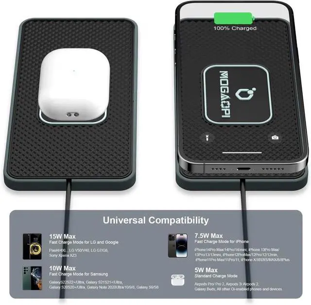 Alt view image 3 of 6 - Wireless Charging Pad for Car 15W Type C Wireless Charger Car PD20W Fast Car Charger Compatible with iPhone 16 Pro Max/15 Plus/14/13/12 S23/S22/21 (30 cm Cable)