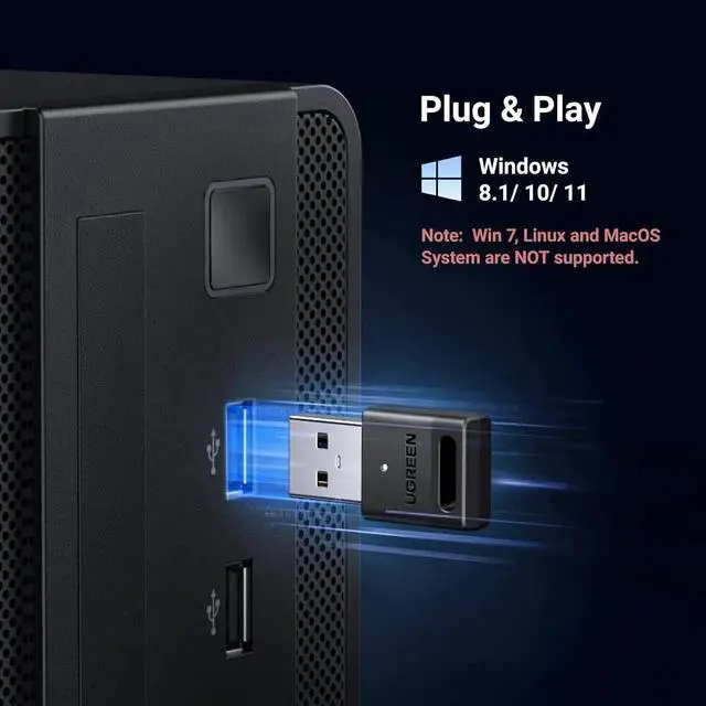 Alt view image 6 of 7 - JAENFONG USB Bluetooth 5.3 Adapter for PC Plug & Play for Windows 11/10/8.1 Bluetooth Receiver & Transmitter for Keyboard/Mouse/Headphone/Speakers/Printer