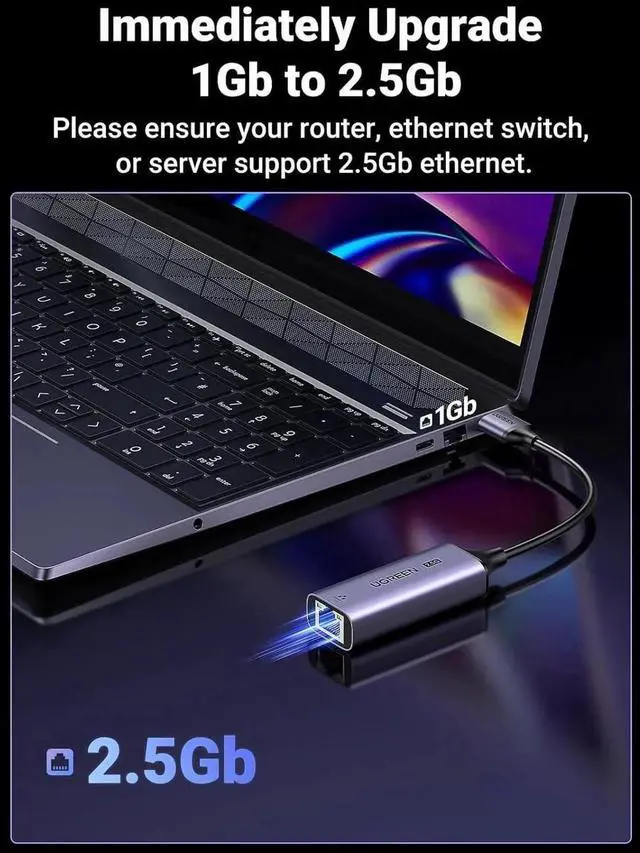 Alt view image 2 of 7 - JAENFONG USB to Ethernet Adapter 2.5Gb Ethernet Adapter Aluminum USB 3.0 to RJ45 Computer Network Internet LAN Dongle for Laptop Compatible for MacBook Air/Pro XPS Windows macOS