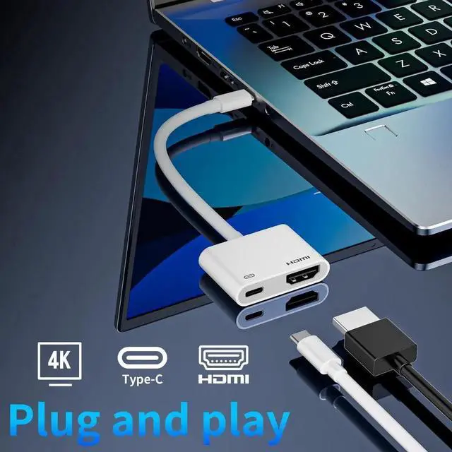 Alt view image 5 of 7 - USB C to HDMI Adapter 4K@60Hz Type C to HDMI with 100W PD Fast Charging Port Video & Audio Sync Screen Converter Digital AV Adapter Compatible with iPhone 16/16 Pro/16 Pro Max/15/15 Pro/15 Pro Max