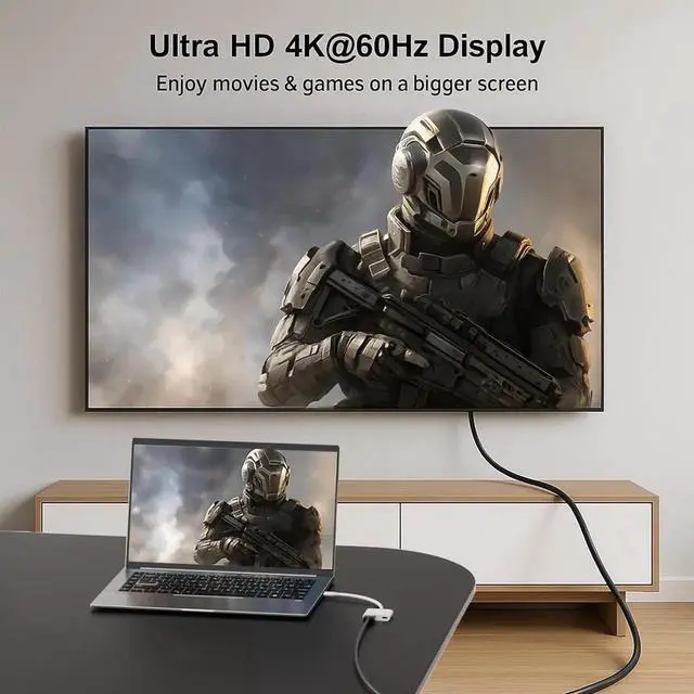 Alt view image 2 of 7 - USB C to HDMI Adapter 4K@60Hz Type C to HDMI with 100W PD Fast Charging Port Video & Audio Sync Screen Converter Digital AV Adapter Compatible with iPhone 16/16 Pro/16 Pro Max/15/15 Pro/15 Pro Max