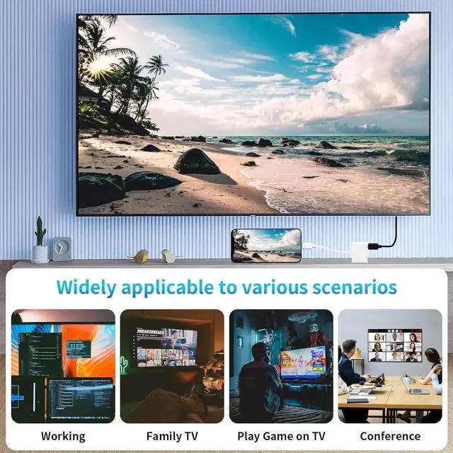 Alt view image 6 of 7 - USB C to HDMI Adapter 4K@60Hz Type C to HDMI with 100W PD Fast Charging Port Video & Audio Sync Screen Converter Digital AV Adapter Compatible with iPhone 16/16 Pro/16 Pro Max/15/15 Pro/15 Pro Max