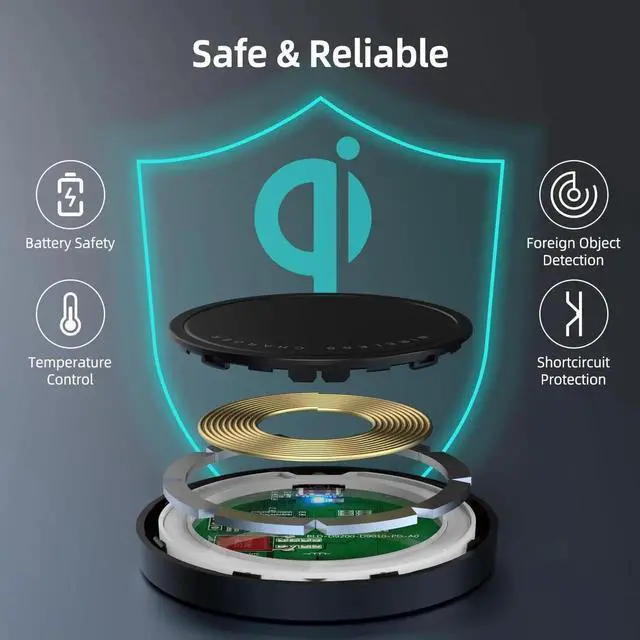 Alt view image 7 of 7 - Magnetic Wireless Charger for iPhone 15W Max Fast Mag-Safe Wireless Charging Pad Compatible with iPhone 16/16 Plus/16 Pro/16 Pro Max/15/14/13/12 Series with USB-A Converter Black