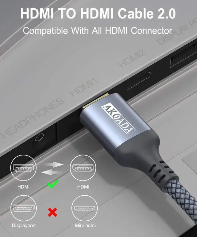 Alt view image 6 of 7 - JAENFONG 4K HDMI Cable 15FT 18Gbps High Speed HDMI 2.0 Braided Cable 4K-60Hz HDR Ultra HD 2K 1080P ARC Compatible with TV PC PS5/4/3 Projector Monitor ect.