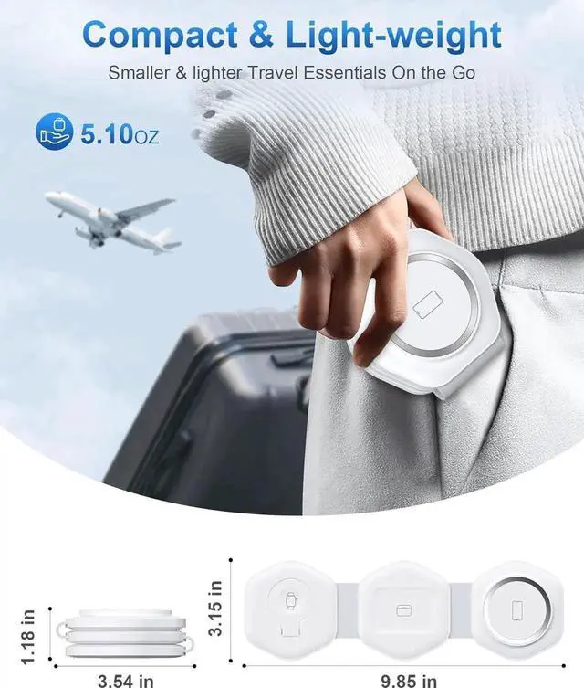 Alt view image 7 of 7 - 3 in 1 Wireless Charging Station for Multiple Devices Foldable Magnetic Fast Travel Charger Compatible with MagSafe iPhone 16 15 14 13 12 Watch & AirPod Gift for Women