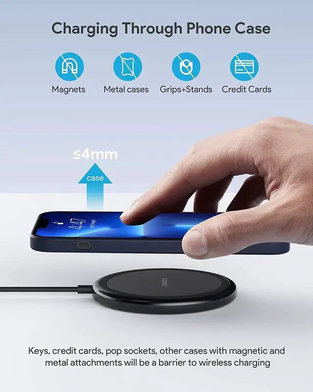 Alt view image 3 of 6 - Wireless Charger 15W Max Fast Wireless Charging Pad 2-Pack Compatible with iPhone16/16Plus/16Pro /16ProMax/iPhone15/15Pro/15Plus/14/13/12/ S24 /S24Ultra/S23Ultra/S22/S21 2