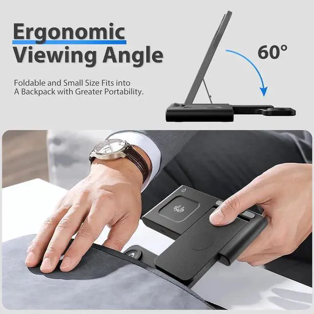 Alt view image 7 of 7 - Portable Wireless Fast Charger 3in1 for iPhone 16e 16 15 14 13 12 11 Pro Max for Watch 10-2 Ultra Se Charging Station for 4 3 2 - Office Home Travel Nightstand Gifts for Family Black