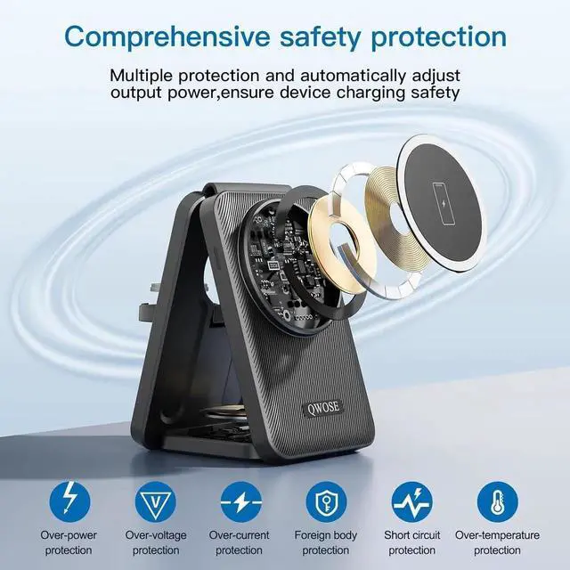 Alt view image 3 of 7 - 2025 Traveling Wireless Mag-Safe Fast Charging Station Magnetic 3 in 1 Charger with Light for iPhone 16 15 14 13 12 Pro Max Plus Watch Series & Air pods 4 3 2 Pro-Gifts for Wife & Husband