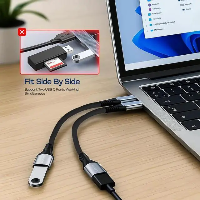 Alt view image 2 of 7 - JAENFONG OTG USB-C to USB 3.0 Adapter [2Pack] Thunderbolt 3 Compatible with MacBook Pro/Air iPhone 16 Pro Max/Plus/15 Galaxy S24/S23/S22/S21