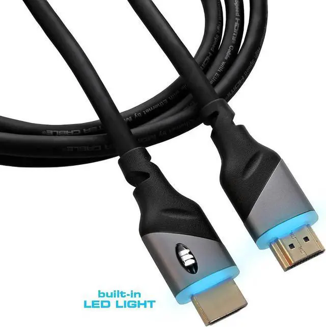 Alt view image 6 of 7 - JAENFONG 6ft High Speed 4K HDR Hdmi Cable with Built-in Blue Led Light Gaming Video and Computer Cable