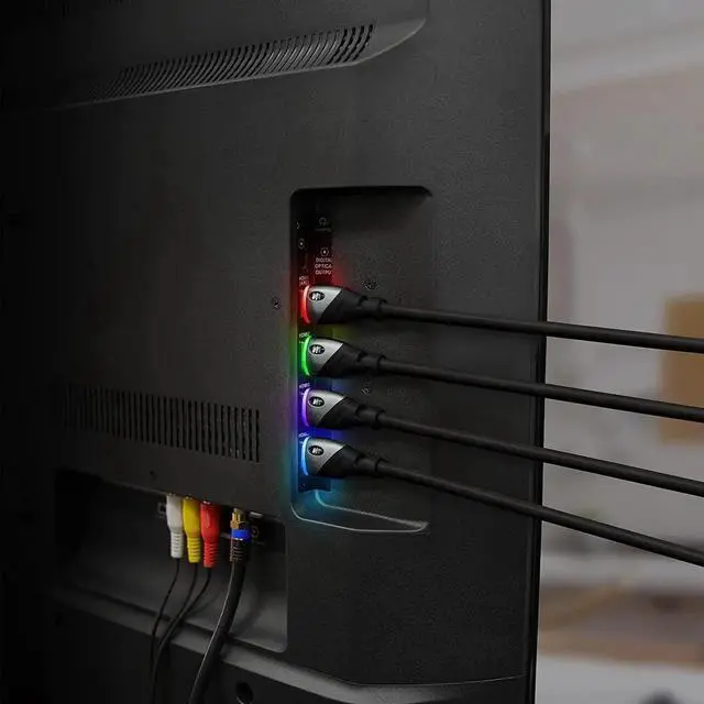 Alt view image 4 of 7 - JAENFONG 6ft High Speed 4K HDR Hdmi Cable with Built-in Blue Led Light Gaming Video and Computer Cable