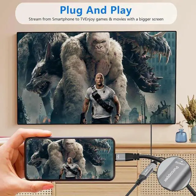 Alt view image 5 of 6 - JAENFONG 4K USB C to HDMI Adapter 2 Pack Type-C Male (Source) to HDMI Female (Screen) Converter Connector [Thunderbolt 3/4 Compatible] for iPhone16 Series MacBook Pro Air iPad Pro Galaxy 24-0.6 Feet