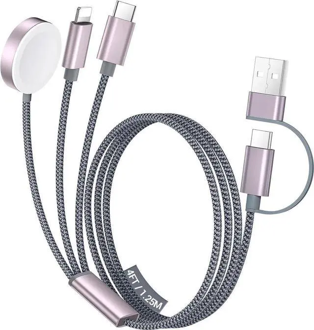Main image of JAENFONG for Travel Essentials 3 in 2 USB C Cable for Watch Charger/iPhone 16 Charger/Lightning Multi Charging Cable Cord Vacation Camping Essentials Portable Designed for iWatch &iPhone 16-12-4FT